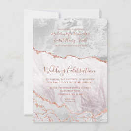 White & Rose Gold Agate Marmorfoil Gilded Wedding Save The Date