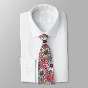 White Rose Gold Aquamarin Orange Red Daisy Blume Krawatte