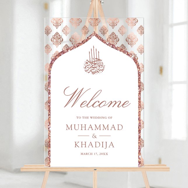 White Rose Gold Arch Muslim Wedding Welcome (Créateur téléchargé)