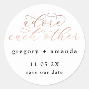 White Rose Gold Foil Elegantes Calligrafy Letting Runder Aufkleber