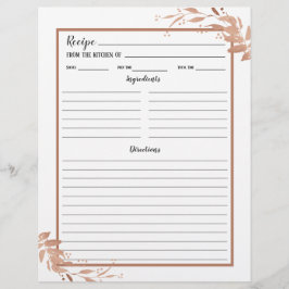 White Rose Gold Foliage Reciage Binder Page