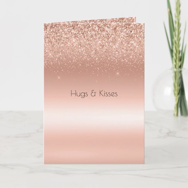 White Rose Gold Glitzer Glitzy Sparkle Karte (Vorderseite)