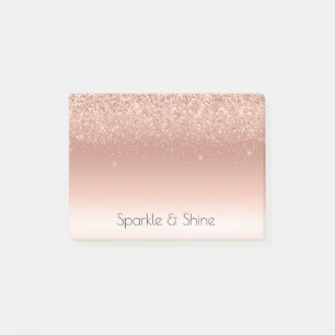 White Rose Gold Glitzer Glitzy Sparkle      Post-it Klebezettel