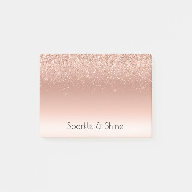 White Rose Gold Glitzer Glitzy Sparkle      Post-it Klebezettel (Vorderseite)