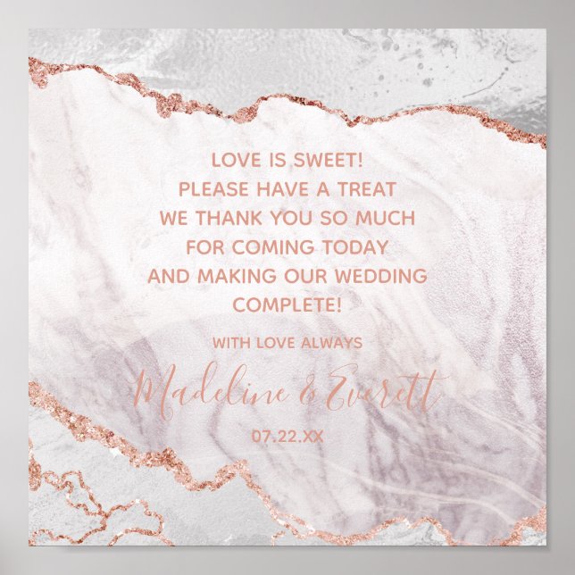 White & Rose Gold Liebe ist Sweet Leckerei Table S Poster (Vorne)