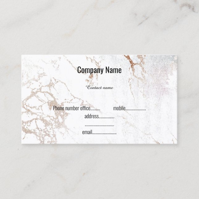 WHITE ROSE GOLD MARBLE BUSINESS CARD VISITENKARTE (Vorderseite)