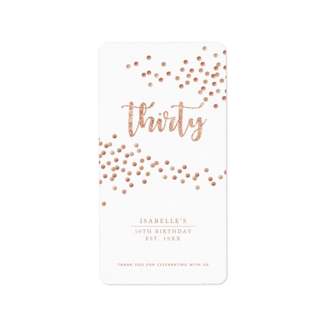 White & Rose Gold Polka Dot Custom Gevor Label Adressaufkleber (Vorne)