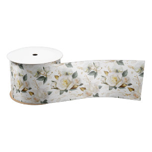 White Rose Gold Romantik Satinband