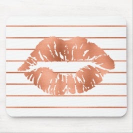 White Rose Gold Schwarze Kupferstreifen Streifen K Mousepad