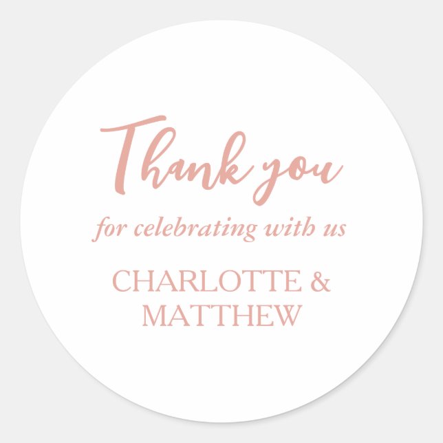 White Rose Gold Wedding Classic Round Sticker (Vorderseite)