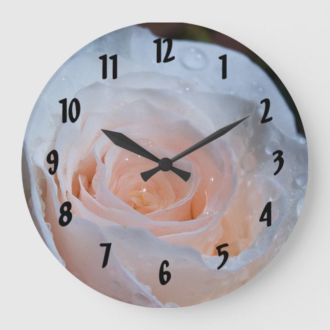 White Rose Große Wanduhr (Vorderseite)