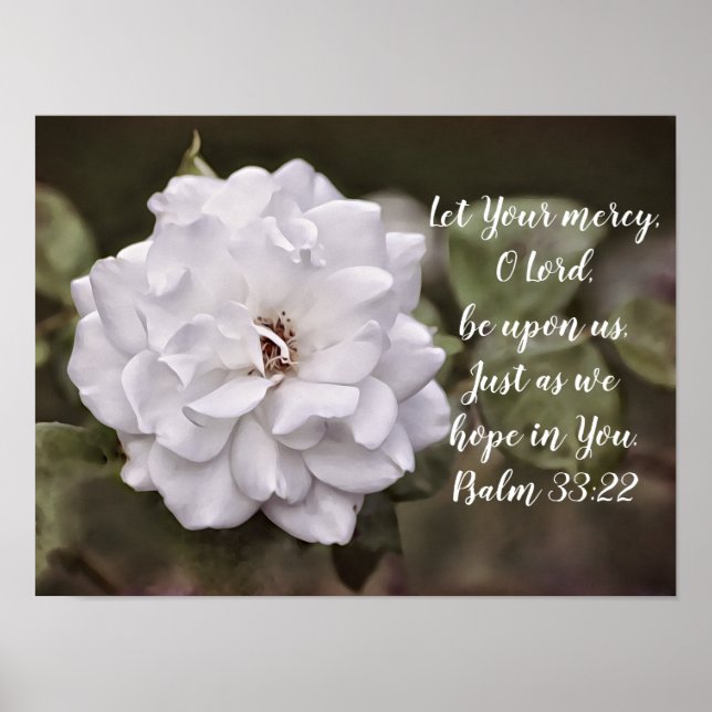 White Rose Hope Scripting Art Print Poster (Vorne)