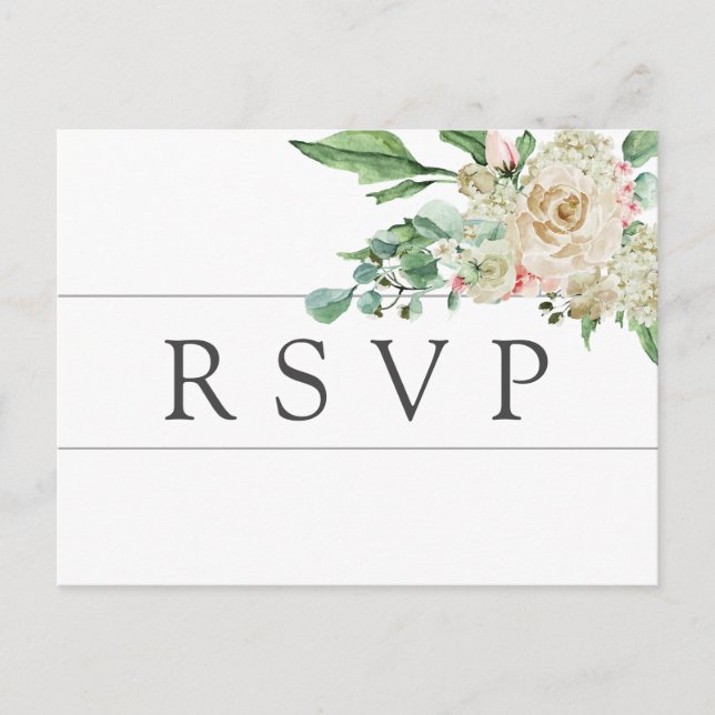 White Rose Hydrangea UAWG Postcard Auswahl Einladungspostkarte (Vorderseite)
