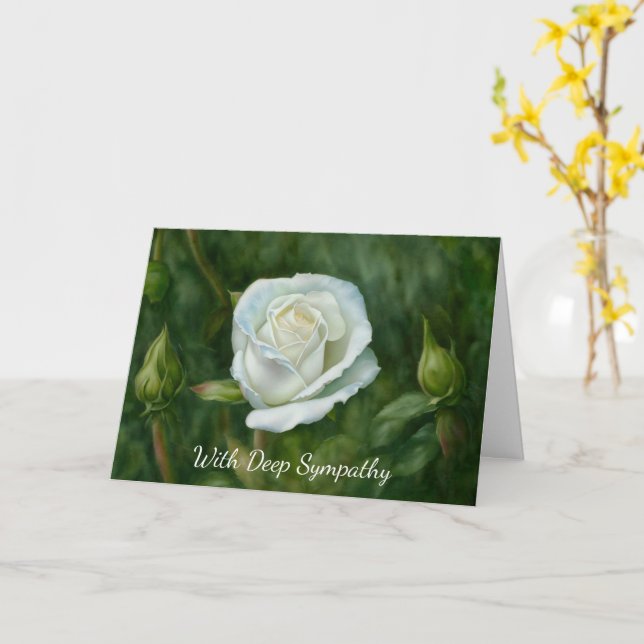 White Rose in a Garden Art Sympathie Karte (Gelbe Blume)