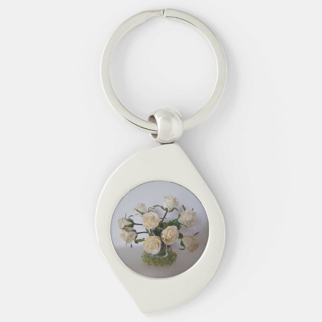 WHITE ROSE KEY KETTE SCHLÜSSELANHÄNGER (Vorderseite)