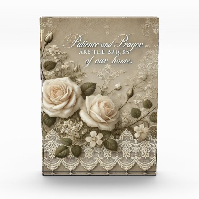 White Rose Lace AI art Fotoblock (Vorderseite)
