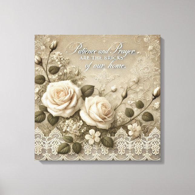 White Rose Lace AI art Leinwanddruck (Vorderseite)