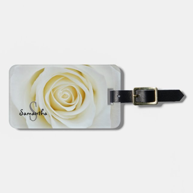 White Rose Luggage-Tag Gepäckanhänger (Vorderseite horizontal)
