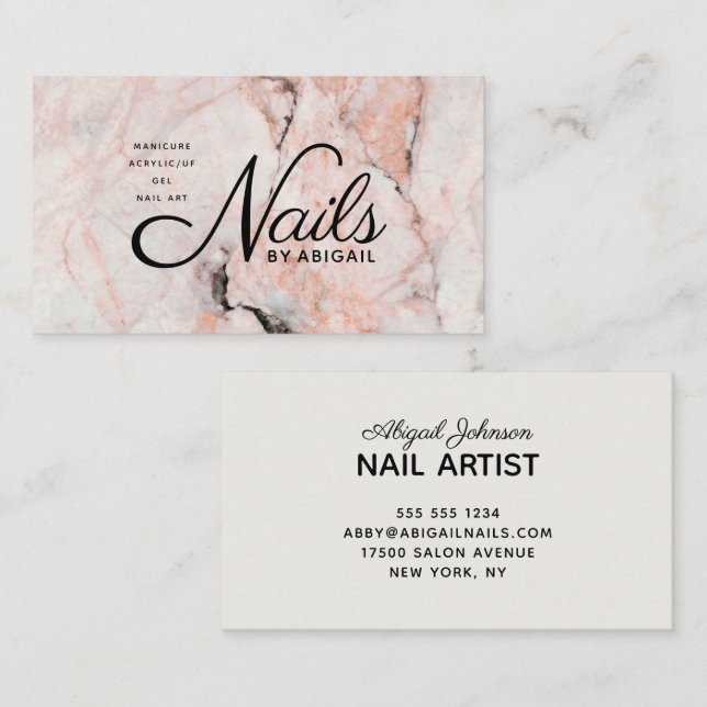 White Rose Marmor Nails durch "Name" Keine Website Visitenkarte (Vorne/Hinten)