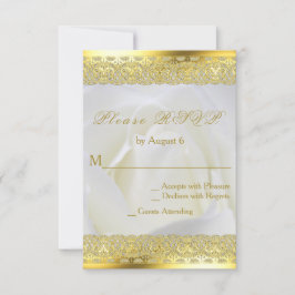 White Rose mit Gold Lace Hochzeit RSVP Karte