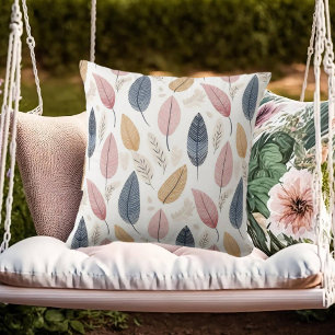 White Rose Orange Blue Boho Blätter Kissen