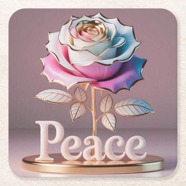 White Rose Peace Skulptur Untersetzer Set (Vorderseite)