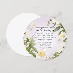 White Rose Peony Vintag Lavender Floral Wedding Einladung