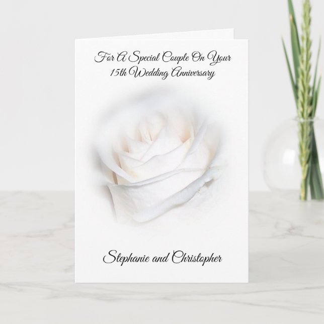 White Rose Personalisiert 14. Hochzeitstag Karte (Vorderseite)