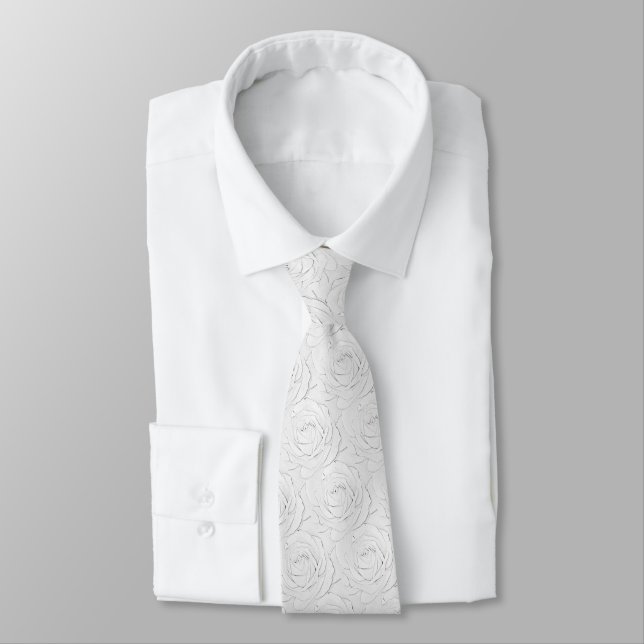 White Rose Petals Neck Tie Krawatte (Gebunden)