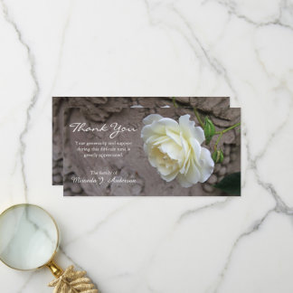 White rose photo floral sympathy dankeskarte