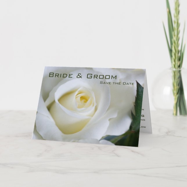 White Rose - Save the Date Karte (Vorderseite)