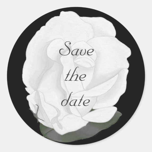 White Rose Save the Date Stickers (Vorderseite)