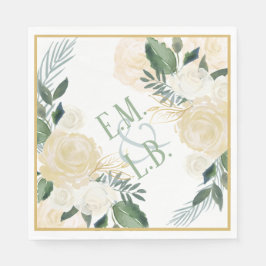 White Rose und Gold Boho 2 Serviette