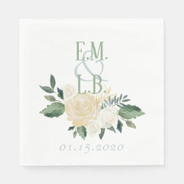 White Rose und Gold Boho Serviette