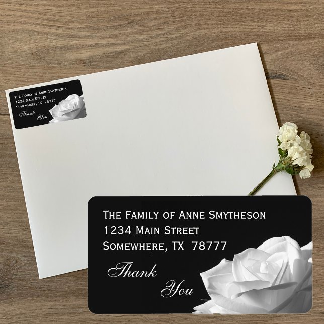 White Rose Vielen Dank Adressaufkleber (Von Creator hochgeladen)