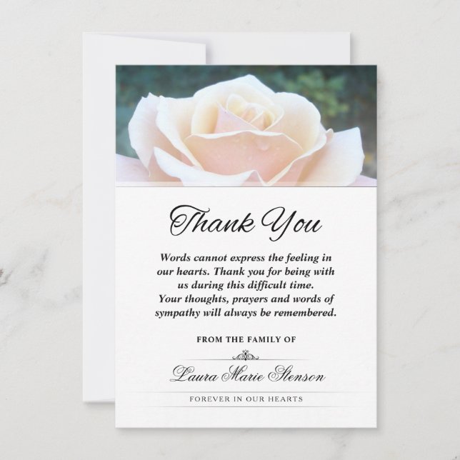 White Rose Vielen Dank Beileid Beerdigung Expressi Dankeskarte (Vorderseite)