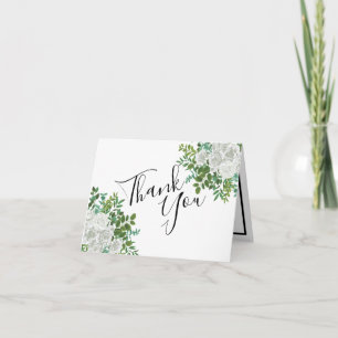 White Rose Wedding Floral Classic Dankeskarte