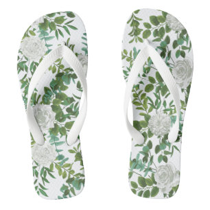 White Rose Wedding Floral Classic Flip Flops