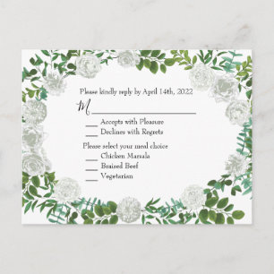 White Rose Wedding Floral Classic Postkarte