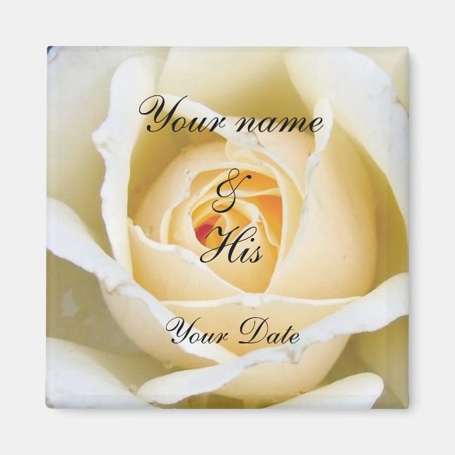 White Rose Wedding Magnet (Vorne)
