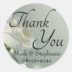 White Rose Wedding Vielen Dank Runder Aufkleber