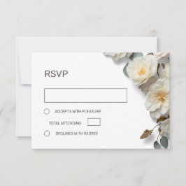 White Roses 3D Flowers RSVP Karte