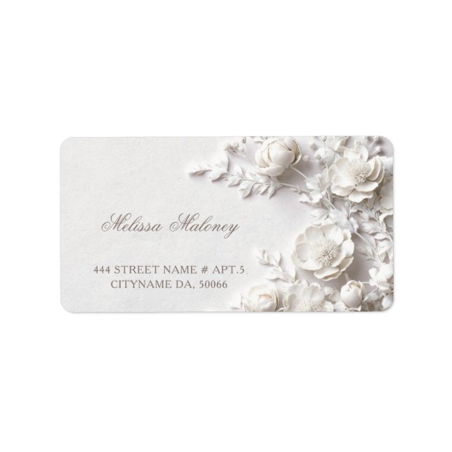 White Roses 3D Flowers |  Wedding Adressaufkleber (Vorne)