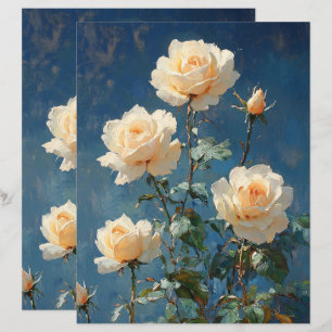 White Roses auf Navy Hintergrund Scrapbook Paper