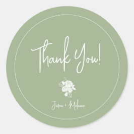 White Roses auf Sage Green Wedding Sticker