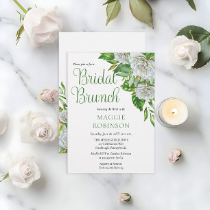 White Roses Boho Floral Bridal Brunch Einladung