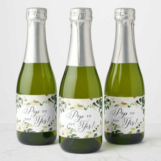 White Roses Bridesmaid Vorschlag Pop zu sagen: Ja (Flaschen)