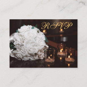 White Roses & Candlelight Gold UAWG Wedding Card Begleitkarte