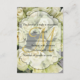 White Roses Champagne Blush Wedding Suite RSVP Karte