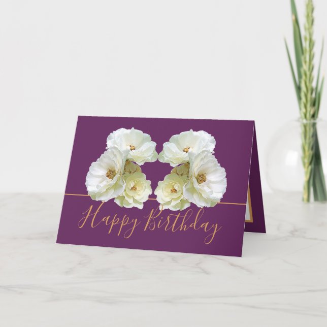 White Roses Chic Elegante Floral Bouquet Geburtsta Karte (Vorderseite)